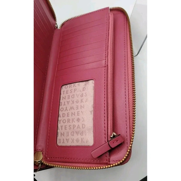 Kate Spade Mauve Leather Zip Around Wallet Billfold - Picture 7 of 12